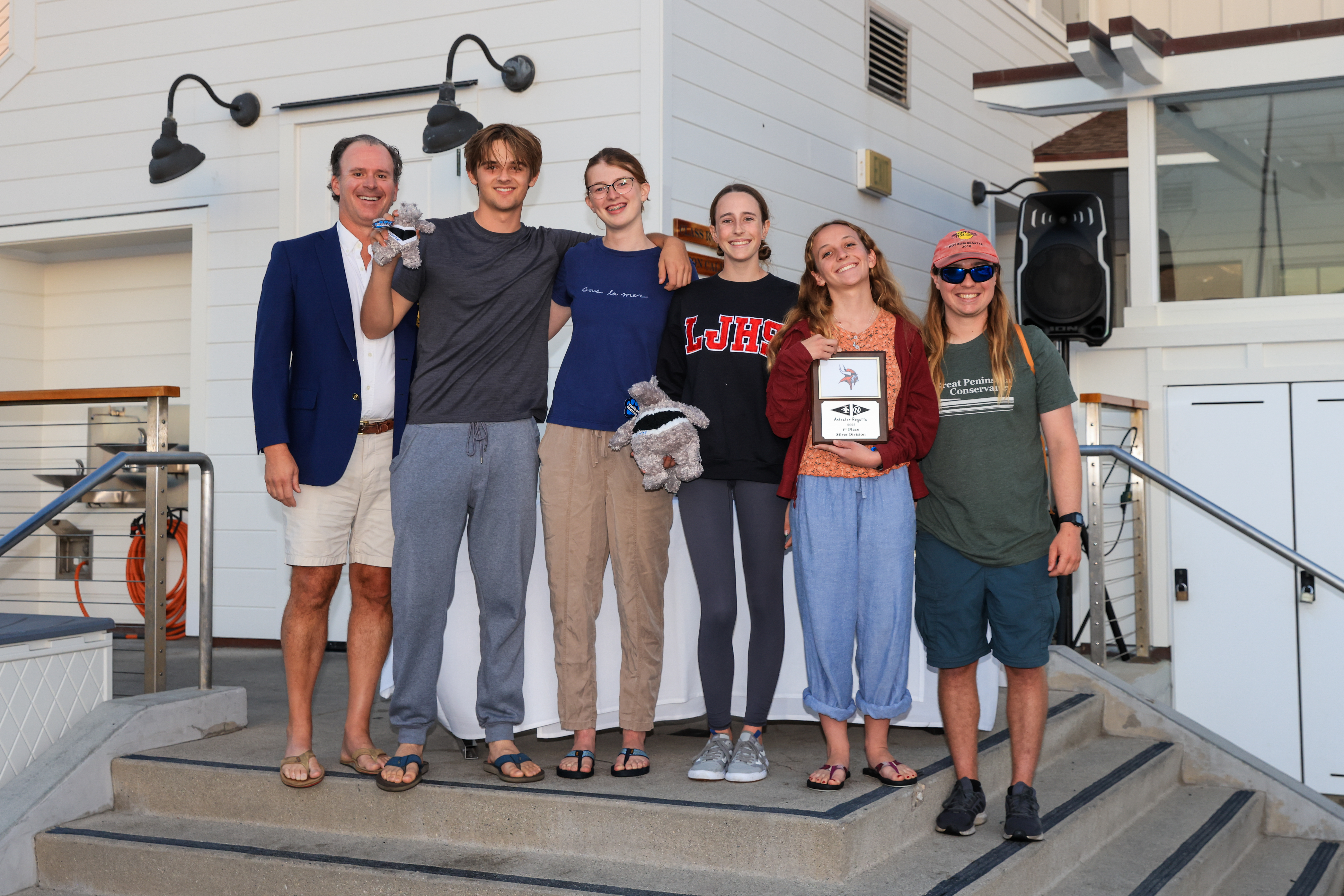 Team posing for a group photo after receiving their first place Anteater prize.